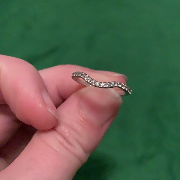 14K White Gold & Diamond Contoured Wedding Band - Picture 3 of 10